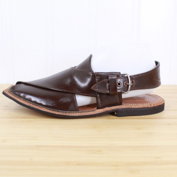 Unbranded Shoes - Women's Brown Leather Criss Cross Strappy Square Toe Slingback Sandals Size 9